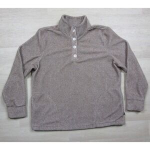 Eddie Bauer Teddy Bear Fleece Snap Pullover Womens (L) Tan Beige Jacket Cozy